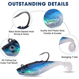 Soft Fishing Lure Hook Jigs - Swim Shad Lead Lead Weight Jig Hooks Lures Baits Spinnerbait Swimbait Crankbait for Saltwater and Freshwater Fishing for Bass Walleye Rockfish Big Game (6pcs/pack, 8cm/3.15inch)