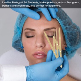 Eyebrow Ruler, Stainless Steel Golden Ratio Eyebrow Measurement Three-Point Positioning Scales for Eyebrow Microblading Permanent Makeup (Gold)