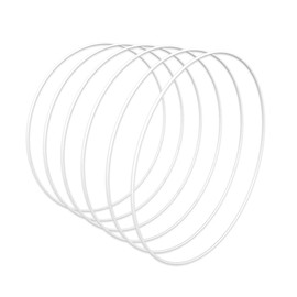 Worown Pack of 6 30 cm Metal Rings for Crafts, White Metal Ring, Decorative Rings for Hanging for Making Wedding Wreath Decoration and Wall Hanging