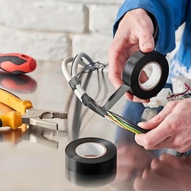 10 rolls of electrical insulating tape. High adhesion, heat-resistant and fire-resistant, moisture-proof. Suitable for wires, racket grips and household use. Ideal for electricians and used in electrical repairs.