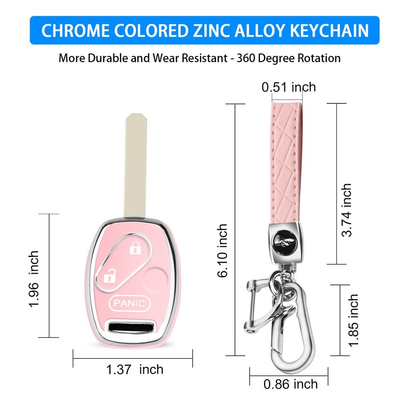 QBUC for Honda Key Fob Cover with Leather Keychain,Soft TPU