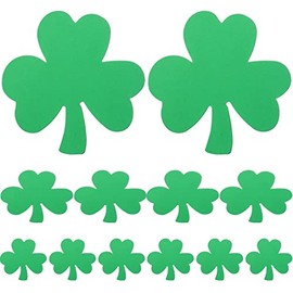 36 Pcs St. Patrick's Day Shamrocks Cutouts Assorted Sizes Paper Shamrocks Clover Cut-Outs Green St. Patrick's Day Decoration with Glue Point for Kids School Craft Projects Classroom Irish Party Decor
