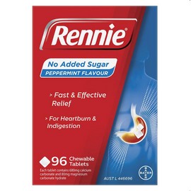 Rennie No Added Sugar Peppermint 96 Tablets