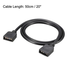uxcell ARGB Splitter Cable Female to Female 3 Pin Extension Connector Cord Wire for 5050 3528 LED Light Strips 50cm Length