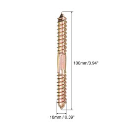 uxcell 10x100mm Hanger Bolts, 12pcs Double Ended Self-Tapping Thread Wood to Wood Dowel Screws for Wood Connecting