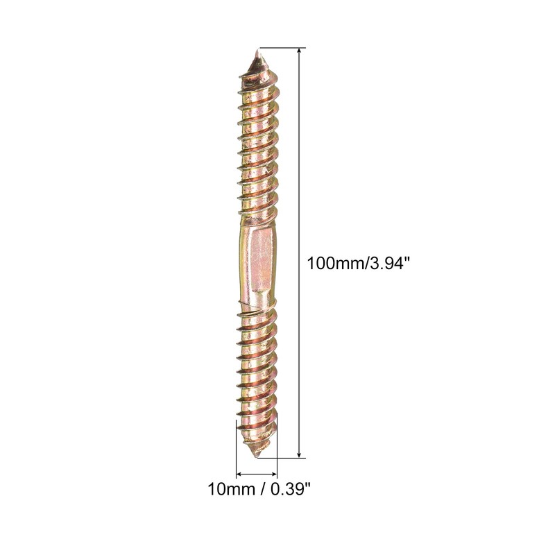 uxcell 10x100mm Hanger Bolts, 12pcs Double Ended Self-Tapping Thread Wood