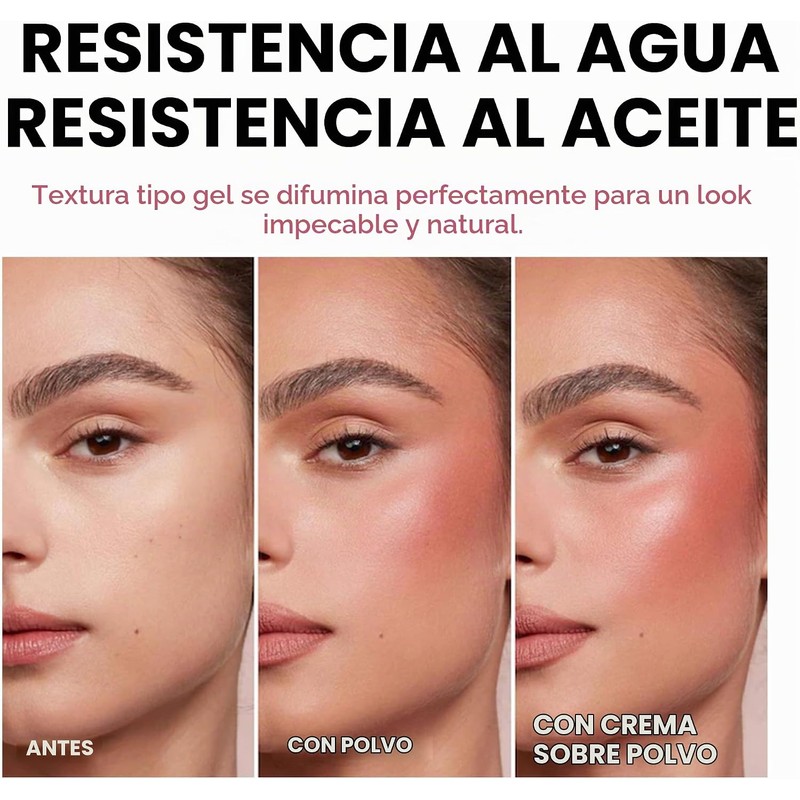 Rubor en crema ultrasuave de 3 colores para mejillas, Pincel