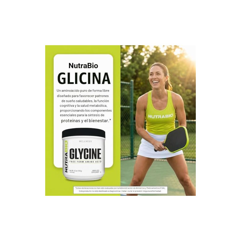 NutraBio Glycine Powder - Free Form Amino Acid Supplement -