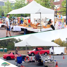 COBIZI 10x10 Pop Up Canopy with Sidewalls Heavy Duty Canopy Commercial Event Tent with Removable Awning Easy Up, All Season Windproof&Waterproof with Handbag UPF 50+, White