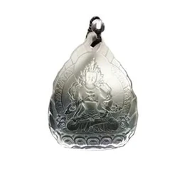 Crystal Orgone Godness Glazed Amulet, White Tara Manjushri Buddha Guanyin Crystal Pendant Buddha Amulet Gemstones Necklace (Cadena de 65 cm)