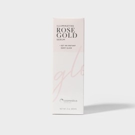 Illuminating Rose Gold Facial Serum Elixir with hydrating Aloe and Hyaluronic Acid for a light highlighting Primer - Natural makeup or no makeup look with dewy finish (2 oz.)