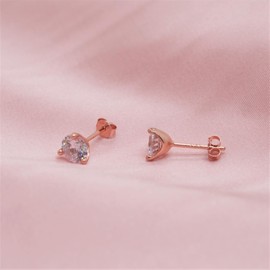 Bellitia Jewelry Women's 5 mm 6 mm Simulated Diamond Stud Earrings Made of 925 Sterling Silver Platinum/Rose Gold-Plated/Gold-Plated, Cubic Zirconia Hypoallergenic Earrings for Women Girls, Sterling