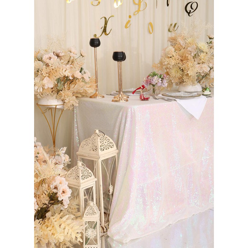 Eternal Beauty Sparkly Rectangle Sequin Tablecloths Wedding Party Banquet (Iridescent,50x80