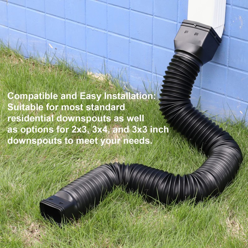 plusgutter 4 Pack Rain Gutter Downspout Extensions Flexible, Drain Downspout