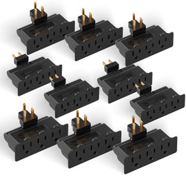 PLUGTUL 3 Outlet Adapter, 3 Way Plug Adapter with 180 Degree Swivel Plug, 3-Prong, Wall Outlet Adapter for Home Office School Dorm, ETL Listed, Black, 10Pack