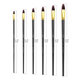 XDT#946 Filbert Artist Paint Brush 6 Piece Set Medium Stiff Nylon Extra Long Handle #1#3#5#7#9#11, Acrylic Oil Watercolor