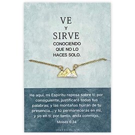 Spanish Missionary Farewell Gift, Sister Missionary Two-Toned Mountain Necklace, Go and Serve on 15" - 17" Chain (Gold)