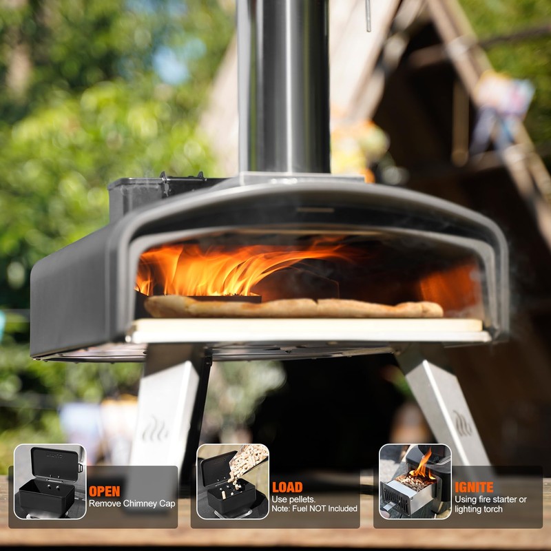 Mimiuo Outdoor Pizza Oven 12" Pellet Pizza Oven with Square