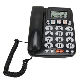 Corded Desktop Phone, Caller ID Number Storage, LCD Display, Shortcuts, Adjustable Ringtone, with Display Button, Landline Phone, for Seniors, Home Hotel, Office (Black)