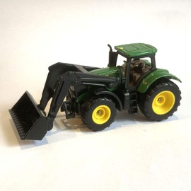 siku 1395 John Deere Tractor with Front Loader, Green, Metal/Plastic, Rubber Tyres, Movable Front Loader