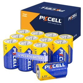 PKCELL C Battery R14P Battery,12 Pack 1.5V C Size UM-2 Battery with Long-Lasting Power