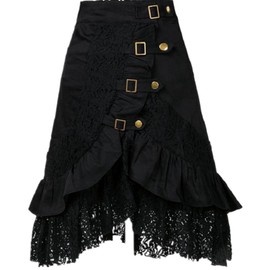 Taiduosheng Women's Steampunk Gothic Clothing Vintage Cotton Black Lace Skirts 2X-Large
