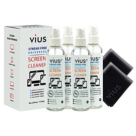 Vius Premium Screen Cleaner Spray for LCD LED TVs, Laptops, Tablets, Monitors, Phones - Gently Cleans Fingerprints, Dust, Oil (8oz 4-Pack)