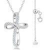 KRKC&CO Women's Cross Necklace, Moissanite Cross Pendant Necklace, 925 Silver,