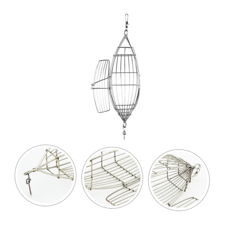KOMBIUDA 1pcs Stainless Steel Olive Shape Fishing Bait Cage for