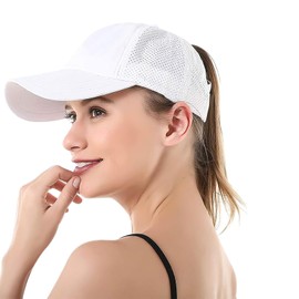 Coubeau Women's Quick-Drying Baseball Cap - Adjustable Women's Sports Cap, Running Cap with Ventilation Holes, Fitness Cap, Spring and Summer Baseball Cap is Not Stuffy, White, Unit size