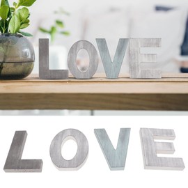 Zerodis Rustic Wood LOVE Sign Decor, Retro Freestanding Decorative Word Signs Wooden Letters LOVE Decoration Ornaments for Living Room House Table Shelf Decor