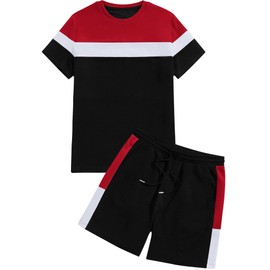 Babioboa Men's Casual 2 Piece Outfits-Athletic Tracksuit Summer Short Sportswear Workout Set