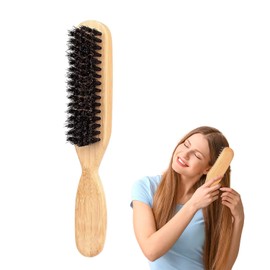 Slick Back Hair Brush for Women Men Kid, Boar Bristle Hair Brush, Beard Smoothing HairBrush, for Thin & Fine Hair, Smoothing Hairbrush for Polishing, Deepening & Styling