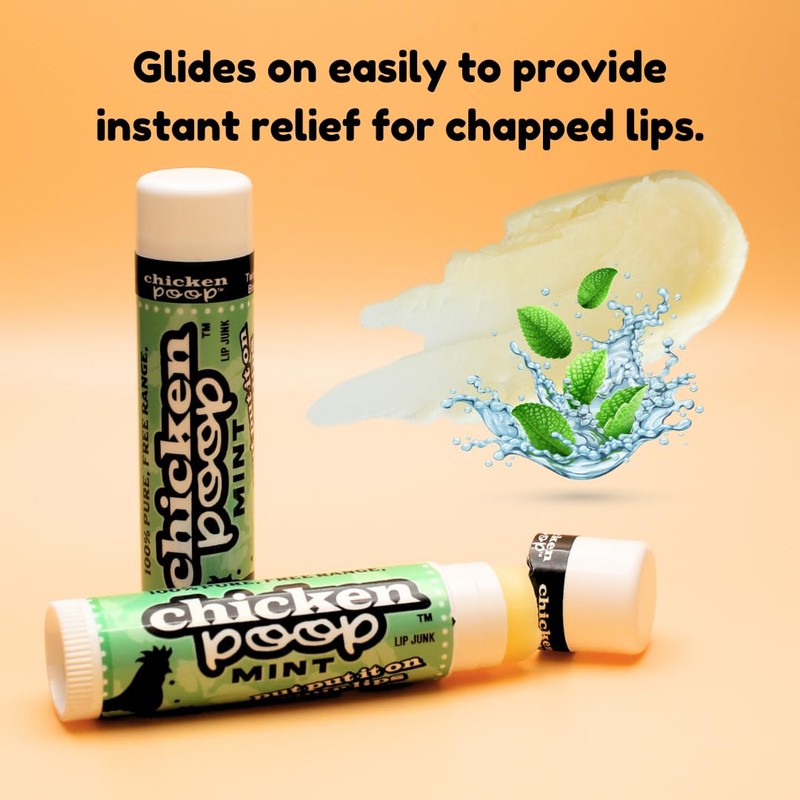 Chicken Poop Lip Balm Simone Chickenbone 100% Natural Moisturizer, Refreshing