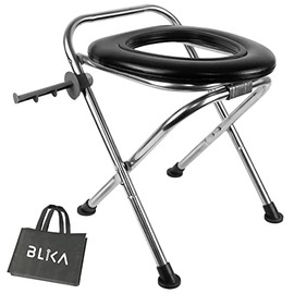 BLIKA Upgraded Portable Toilet for Camping, 350LBS Weight Capacity Portable Camping Toilet, Folding Toilet, Stainless Steel Portable Toilet with Soft Seat, Portable Toilet Travel Toilet Car Toilet