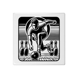 'Bowling Player' 108mm Square Ceramic Tile (TD00027837)