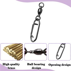 50Pcs High Strength Fishing Swivels | Ball Bearing Snap Swivels with Stainless Steel| Saltwater/Freshwater Quick-Change Snap Swivels for Catfishing Tackle,Lures