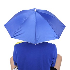 Sombrero Paraguas de Cabeza, Paraguas en Forma de Sombrero, Sombrero de Sombrilla para Playa, Paraguas Tipo Sombrero Plegable para Niños, Hombres, Mujeres, Adultos(Azul Real)