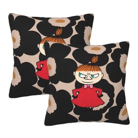 Asamike CXA1338S Cushion Cover, 17.7 x 17.7 inches (45 x 45 cm), Set of 2, Moomin, Little Mey, Simple, Sofa Back, Body Pillowcase, Decorative Pillowcase, Cushion, Pillowcase, Soft, Textured, Washable,