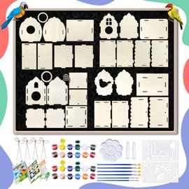 Heyzeibo 4Pack Birdhouse Kit, Craft Kits for Kids to Build and Paint Bird House, Easter DIY Wooden Arts and Crafts for Girls Boys Toddler