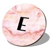 1 x Round Coaster - Letter E Marble Stone Texture
