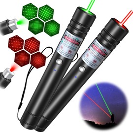 LETEAPII [2PCS] Green Light Flashlight and Red Light Flashlight, Long Range USB Rechargeable Tactical Pen with Star Cap for TV/LED/LCD Screens, Presentations, Astronomy, Camping, Hiking, and Outdoor