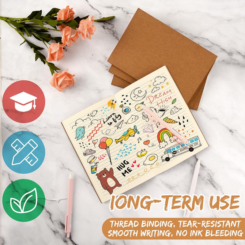 10 Pcs A6 Notebooks A6 Notepads Kraft Cover Notebooks Mini