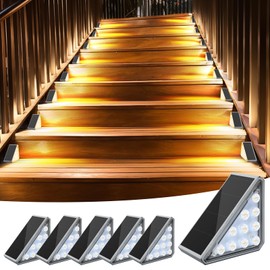 AUDLES 6 Pack Solar Stair Lights Outdoor Step Lights with Waterproof IP67 LED Solar Light for Outside Light Decor for Deck, Front Step, Front Porch, Patio and Backyard(Grey)