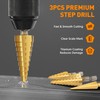 INTHEEND Step Drill Bit Set, 3 Pcs High Speed Steel