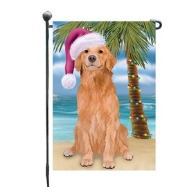 Doggie of the Day Beach Golden Retriever Dog Garden Flags - Christmas Summertime - Double Sided - Yard Porch Lawn Spring Decorative Gift - Home Decor 12 1/2"w x 18"h - GFLAG53580