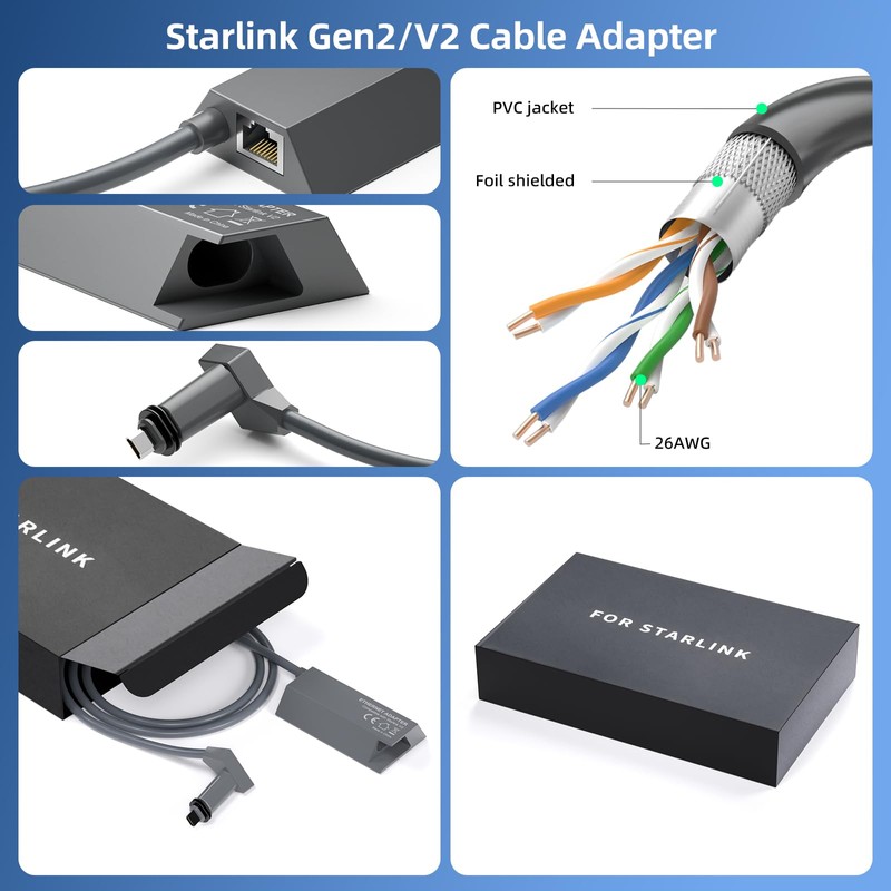 DuHeSin Starlink Ethernet Adapter Satellite Internet V2 for Rectangular Bowl,