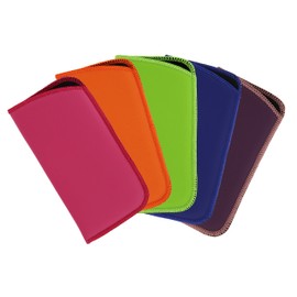 5 Pack Soft Slip In Faux Leather Floating Eyeglass Case For Women & Men, Multi