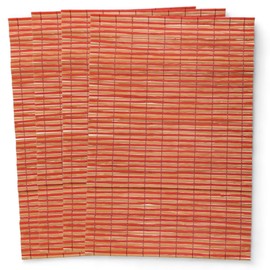 MIJOMA Bamboo Place Mats Set | 4 Pieces 30 x 45 cm | Place Mats | Robust, Easy Care & Roll Up (Red/Brown)