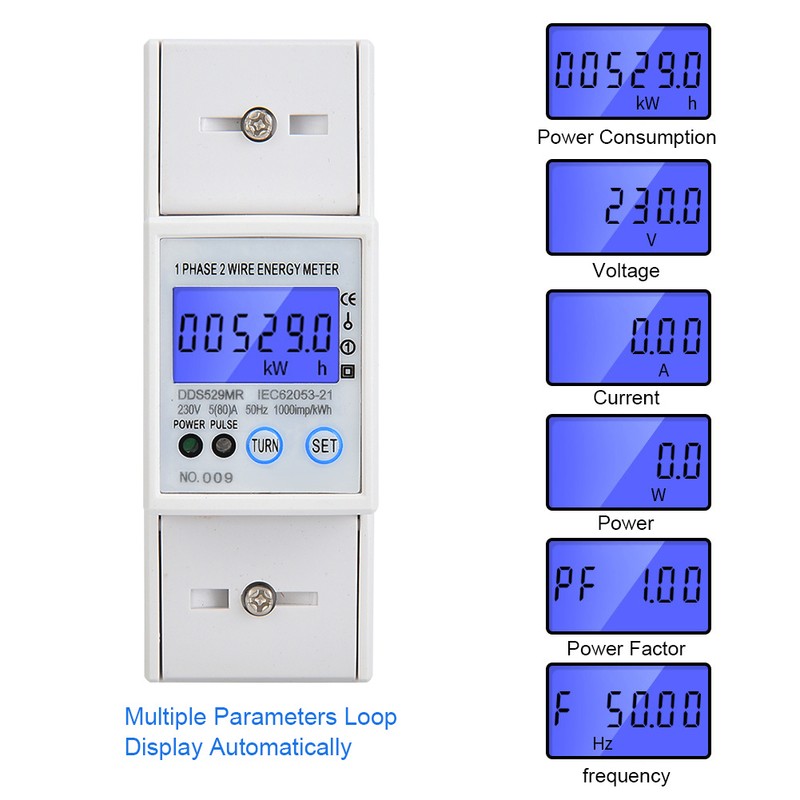 DDS529MR Single Phase Electric Energy Meter LCD Digital Display 230V